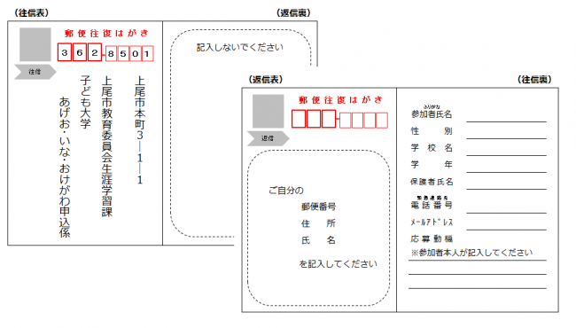 往復はがき（見本）