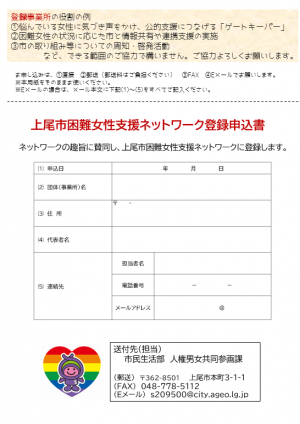 困難女性支援ネットワークイメージ登録事業者募集チラシ（裏）