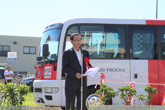 UDちょいのりくん出発式市長あいさつ