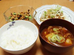 白飯/さわらのおろし煮/牛ごぼう汁/オクラ納豆