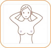 乳がん自己検診(両手を頭の後ろで組む)